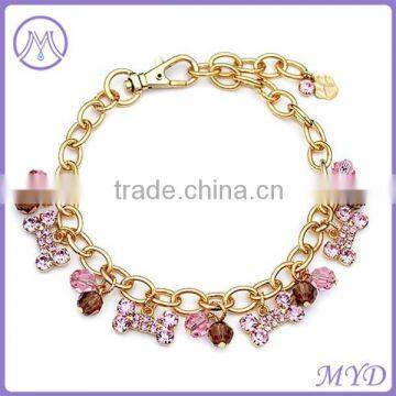 Fashion Pet Jewelry gold chain with crystal charms dog jewelry necklace