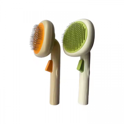Meow Love Pet Grooming Self Cleaning Automatically Dog Cat Hair Removing Slicker Brush With Soft Stainless Pins
