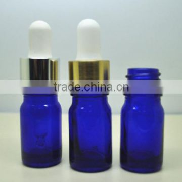 5ml colbat blue glass bottle with alu shiny silver/golden dropper,essential oil glass dropper bottle