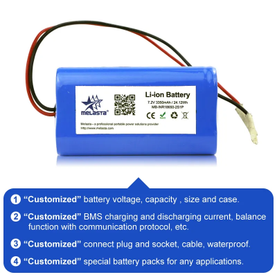 Melasta 7.2v 3350mah Li-ion Battery Oem Power Tools Lithium Ion 18650 Rechargeable Li-Ion Batteries Pack for Medical Device photo-3