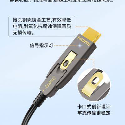 8K HDMI2.1 Fiber Optic Cable-Detachable-Latching-LED Indication,DM-Angled DM,48Gbps 4K/120Hz photo-2