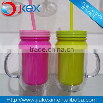 Double wall plastic food container and drinking jar