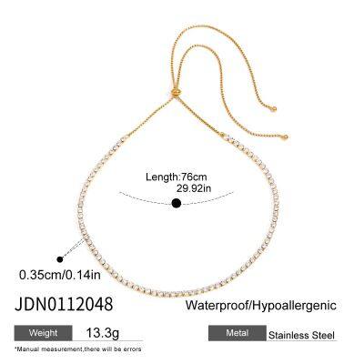 Stainless Steel Tennis Bracelet Gold Plated Cubic Zirconia Adjustable Waterproof Hypoallergenic Women Jewelry photo-2