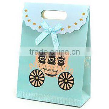 Blue pumpkin car pattern button closure gift paper bag