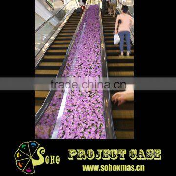 Christmas light purple flower decorations for moving staircases