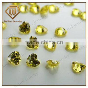 China Made Heart Shape Golden Yellow 6*6mm Cubic Zirconia Diamond Price Per Carat