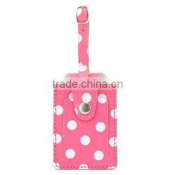 Lovely pink leather luggage tag