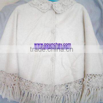 100% Alpaca Poncho Cape with Roses Peru