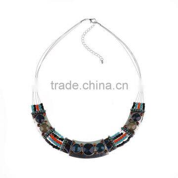 Ethnic Multi-layered Silver Chain Chunky Choker Statement Bib Jewellery Necklace