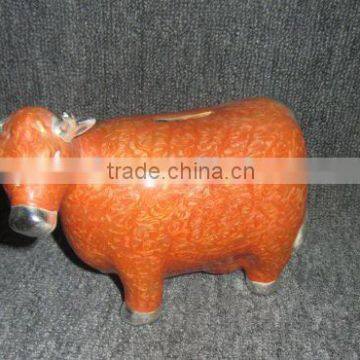 custom cow design dolomite money box