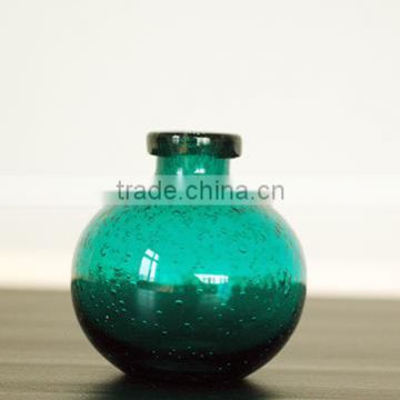 Round Hand Blown Bubble Color Glass Vase