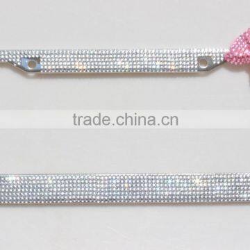 Diamond Pink bow girls Bling Crystal License Plate Frames