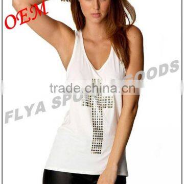 European style white cotton women's loose vest tops