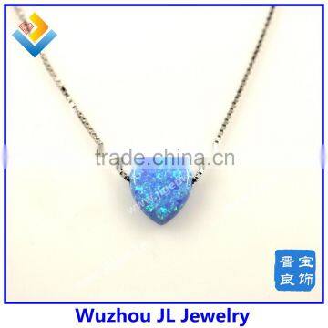 Factory Price Synthetic Light Blue Opal Heart 925 Sterling Silver Box Chain Fashion Jewelry