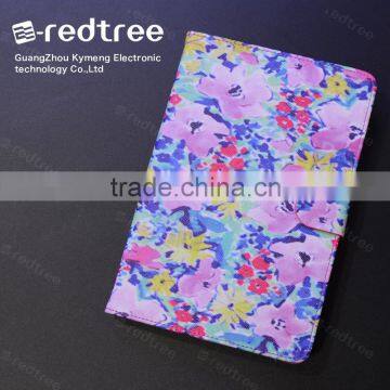 flower printing design pu tablet cover for girls