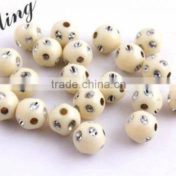 Ivory Color Chunky Sparkly Acrylic Solid Rhinestone Bling Beads 4mm to 12mm Wholesales Jewelry