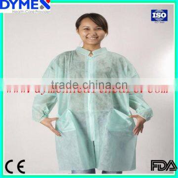 Anti- Flood Surgical Disposable Lab Coats with Zipper and Elastic Cuff