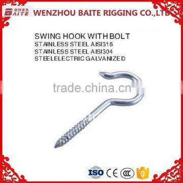 China Supplier Sale Rigging Screw Galvanize Swing Hook Screw Steel Electric Galvanized Carabiner Wholesale