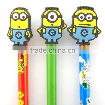 Lovely 3D cartoon pvc pencil topper,plastic pen topper supplier