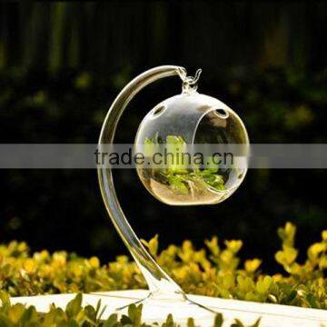 Hanging Ball Shaped Glass Vase For Home&Wedding Decoration, Flat Bottom, Fashion