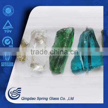 various size colorful broken glass chunks