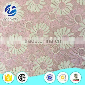 Latest technology swiss lace fabric with gold rayon yarn for cutting