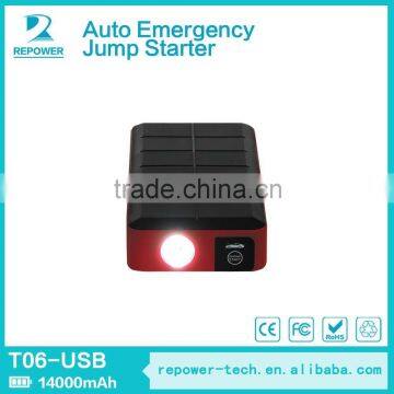 Three USB multi-function 14000mAh 12V mini emergency portable car battery jump starter power bank