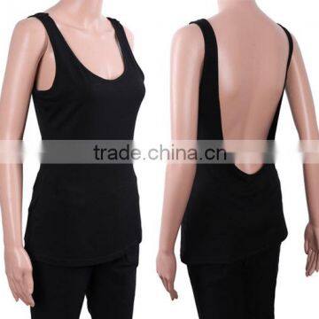 2016 OEM Women Cotton Scoop Neck Deep V Back Short Camisole