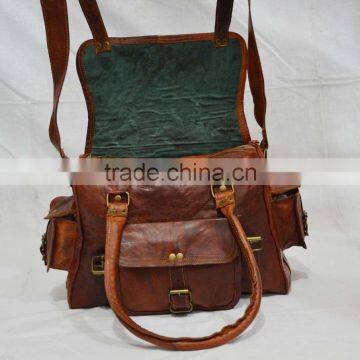 Indian Handmade Vintage Real Leather Shoulder Messenger Bag Ladies Briefcase Laptop Bag