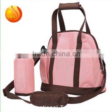 2016 China manufacturer new style polyester baby diaper bag with bottle holder