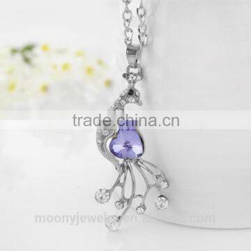 Fashionable large rhinestone beaded peacock necklace female elegant necklace