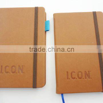 A6 handmade imitation leather brown notebook with pen holder