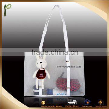 Popwide newest 2014 Mesh Beach Bag/Transparent lady tote bag