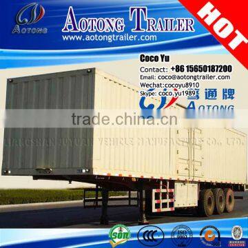 China 3 axles dry van semi trailer bulk cargo transporting carbon steel fiberglass box trailer truck