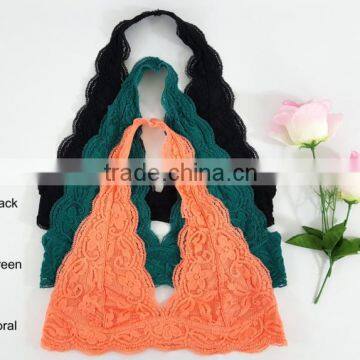 Personalized Scalloped Halter Lace Bralette