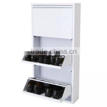 Cheap Three Drawers Steel Shoe Cabinet 30 Pair Metal Shoe Rack White Antique Store Shoe Cabinet