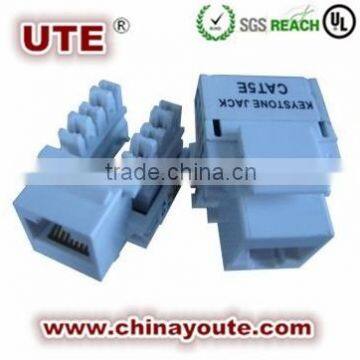 90 degree UTP RJ45 krone cat6 modular jack /UTP RJ45 Cat5e Keystone Jack with 90 Degrees Angle and 1,000V AC Voltage