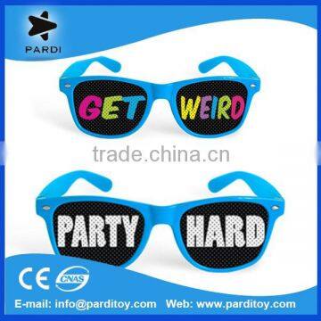 Promo pinhole eyeglasses shades with customized logo sticker attached