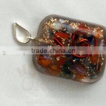 Manufacturer Of Mix Chakra Stone Orgone Rounded Square Pendant