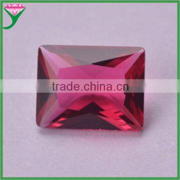 Wuzhou Wholesale rose red faceted rectangle cut decorative glass gems for crafts