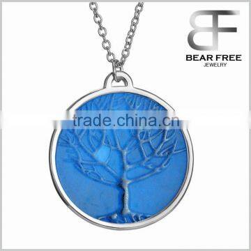 Alloy Round Shaped Life Tree Design Glowing in the dark Pendant Necklace