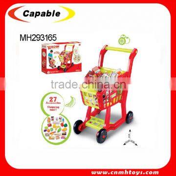 kids shopping trolley cart with food set plastic shopping cart