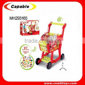 Kids Shopping Trolley Cart With Food Set Plastic Shopping Cart