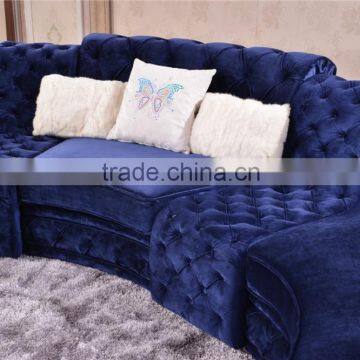 Living Room Classical French Furniture Fabric Button Tufted Corner Sofa AL043