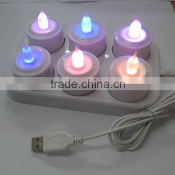 Color changing plastic flameless rechargeable led tea light candle