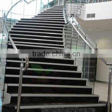 indoor stair stainless steel standoffs frameless glass balustrades with arc concrete stairs