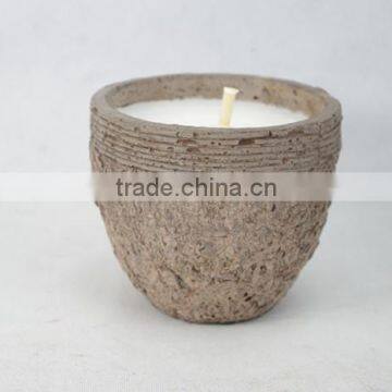 508 Outdoor Lighting One Wax core White Colored Cement Pot Candle