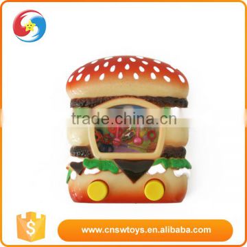 Children handheld hamburger shape plastic water ring game toy machine