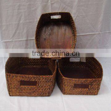 Rattan Storage Baskets With Lid and Handle photo-3