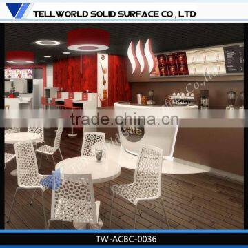 2014 modern popular luxury boat shape artificial marble coffee bar counter furniture for sale